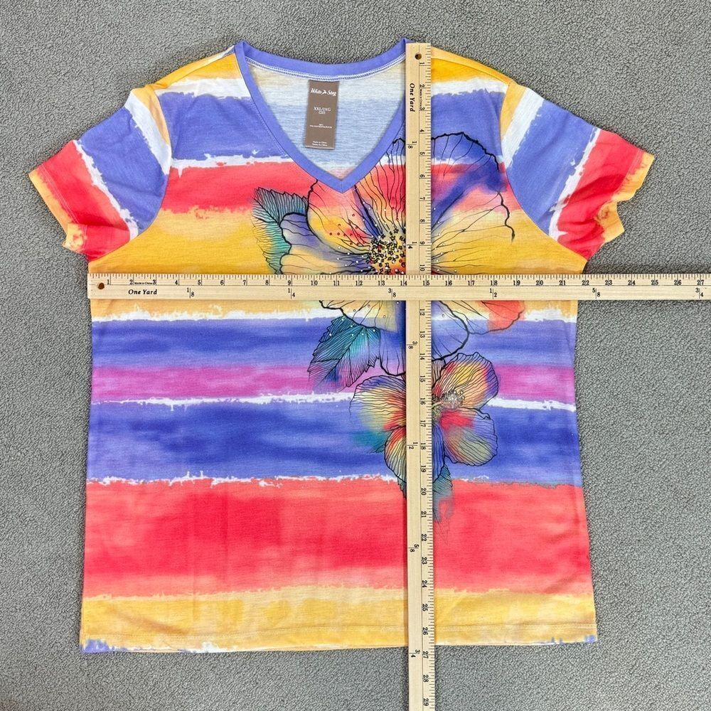 White Stag Ombre Striped Floral Studded Tee Shirt Purple Pink Yellow XXL - Picture 10 of 11
